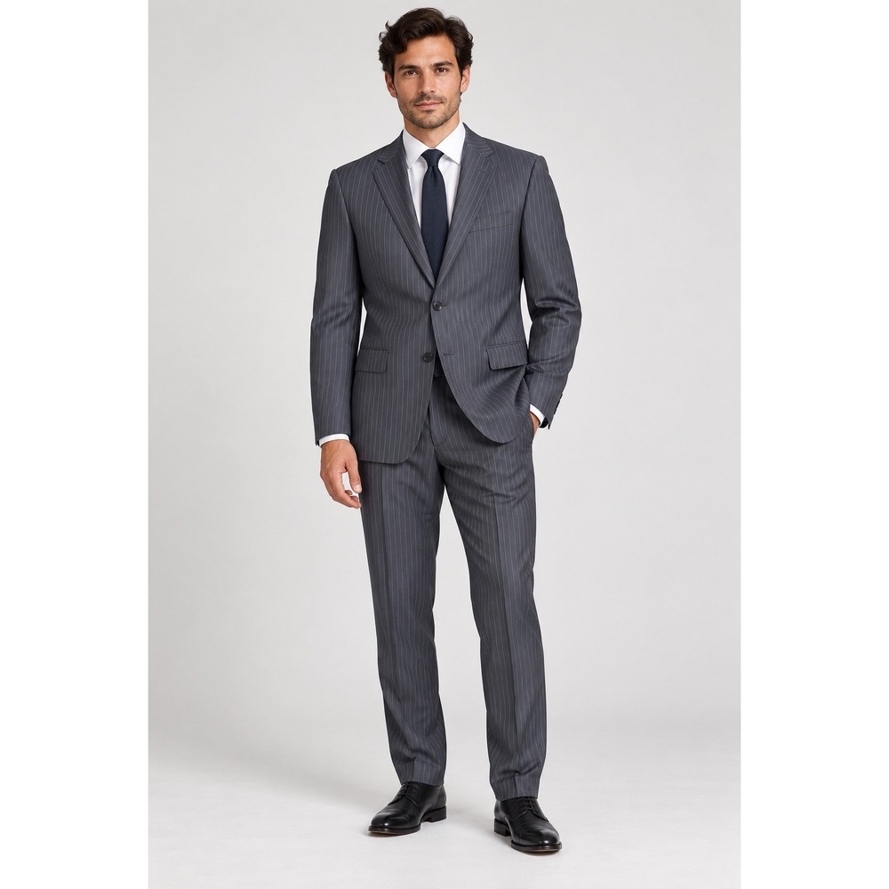 Joseph & Feiss Men's 2-Piece Suit 37R 31W Gray Pinstripe 100% Wool